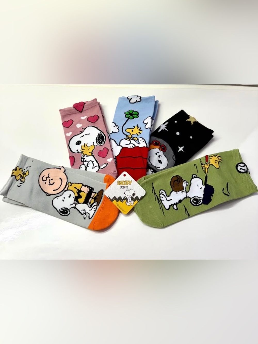 Snoopy Graphic Crew Socks - Mixed Colors